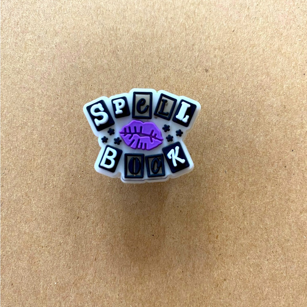 🐊6/$12🐊 Spell Book Purple and Black Shoe Charm, Croc Charm
